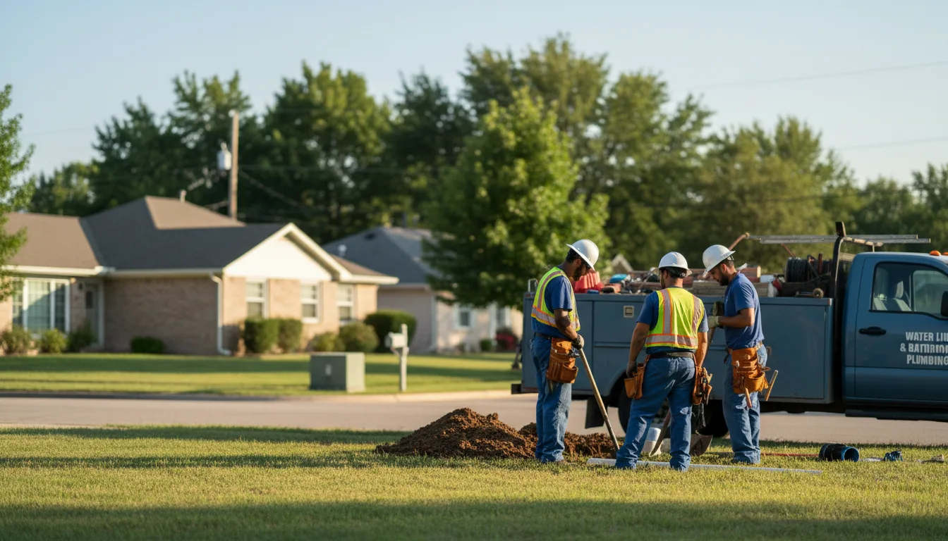 Residential water line and bathroom plumbing service in Runge, TX